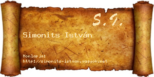 Simonits István névjegykártya